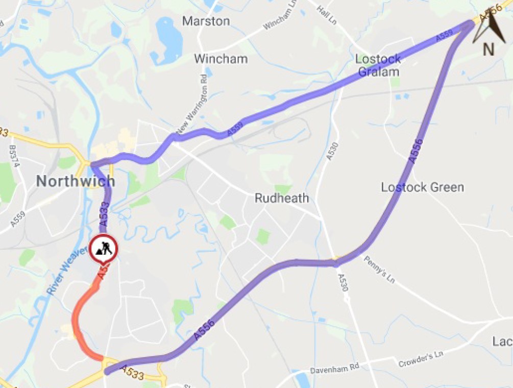 Cheshire West and Chester Borough Council Road Traffic Regulation Act 1984 – Temporary Road Closure A533 Kingsmead in Northwich